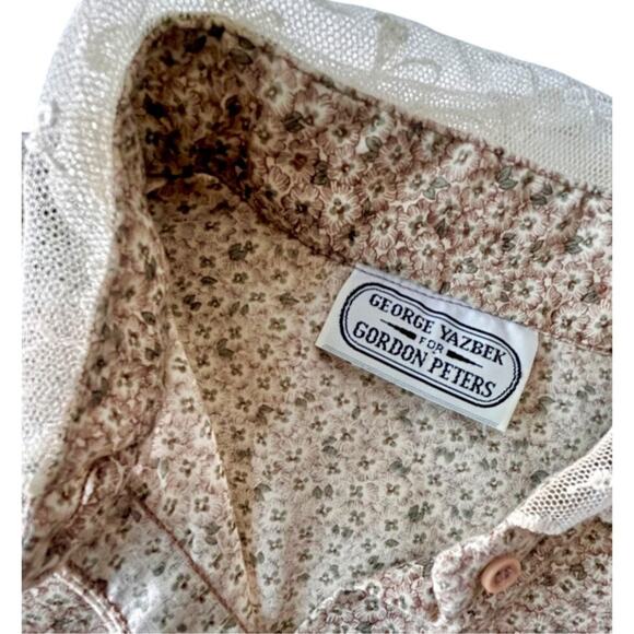 Vintage 70s Prairie Micro Floral Puffy Sleeves Lace Trim Cottage Pioneer Small - Picture 9 of 11